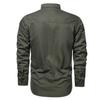 Men's Western Snap Shirt Casual Button Down Military Style Long Sleeve Autumn Windproof Cowboy Tops with Chest Pocket view 2