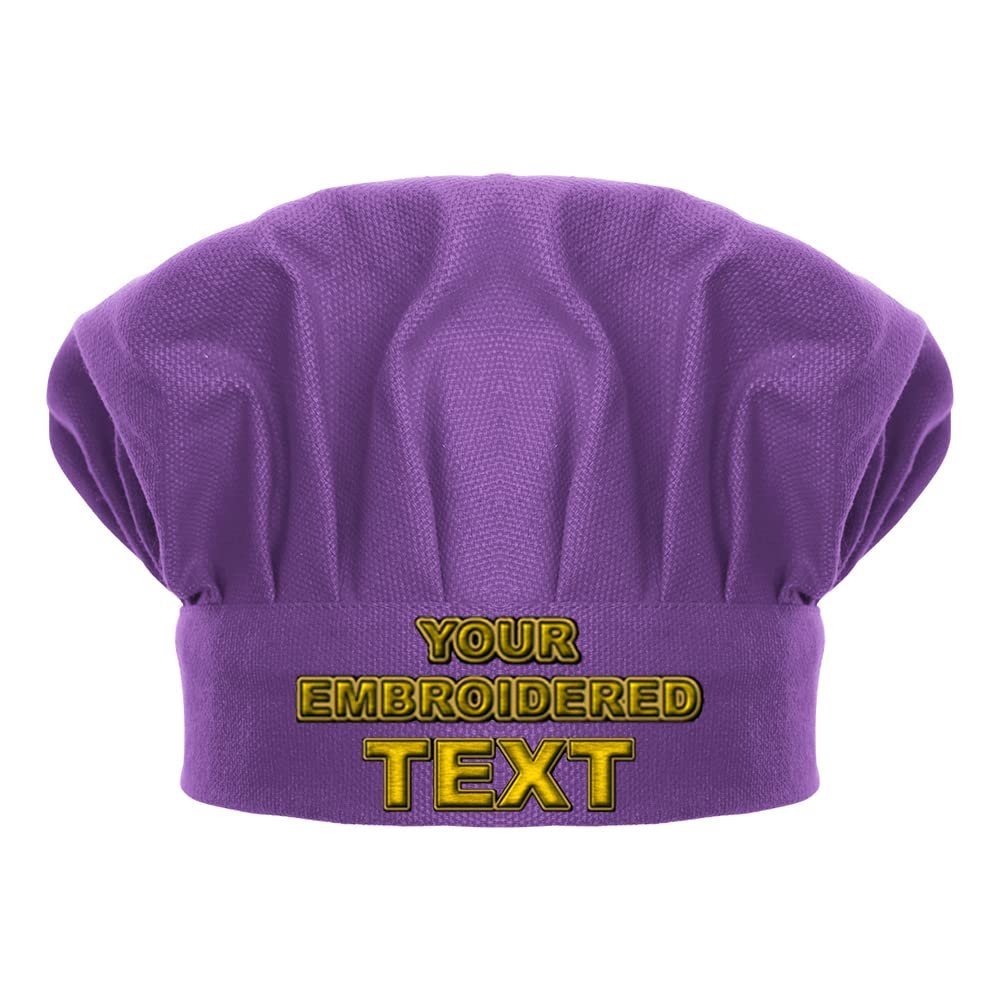 TopTie Custom Embroidered Chef Hat for Kid & Adult, Cotton Adjustable Kitchen Cooking & Baking Cap-Purple-L
