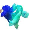 Aumulen Women 1 Pair (Left+Right) Real Silk Belly Dance Fan Veils Hand Made Colorful Tie-Dyed Dance Fans (Blue tie dyed) view 1