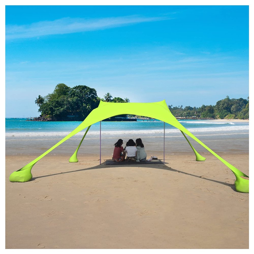 RRNAR Beach Shade Pop Up Family Beach Tent Sun Shelter, Outdoor Canopy Portable Sunshade w/Sand Shovel Carrying Bag, for Hiking Fishing Picnic Travel,I