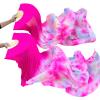 Aumulen Women 1 Pair (Left+Right) Real Silk Belly Dance Fan Veils Hand Made Colorful Tie-Dyed Dance Fans (Rose tie dyed) view 1