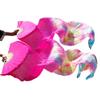 Aumulen Women 1 Pair (Left+Right) Real Silk Belly Dance Fan Veils Hand Made Colorful Tie-Dyed Dance Fans (Rose tie dyed) view 2