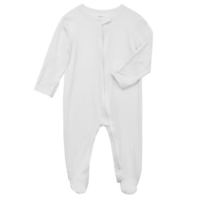 Aablexema Baby Footie Pajamas Zipper - Rayon from Bamboo Infant Footed Pjs with Mittens Sleepwear Jammies(White,Newborn)