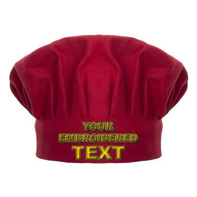 TopTie Custom Embroidered Chef Hat for Kid & Adult, Cotton Adjustable Kitchen Cooking & Baking Cap-Red-L