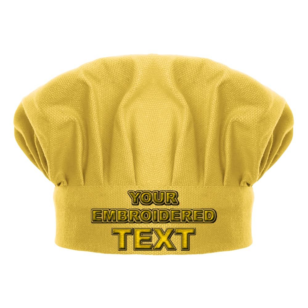 TopTie Custom Embroidered Chef Hat for Kid & Adult, Cotton Adjustable Kitchen Cooking & Baking Cap-Yellow-S
