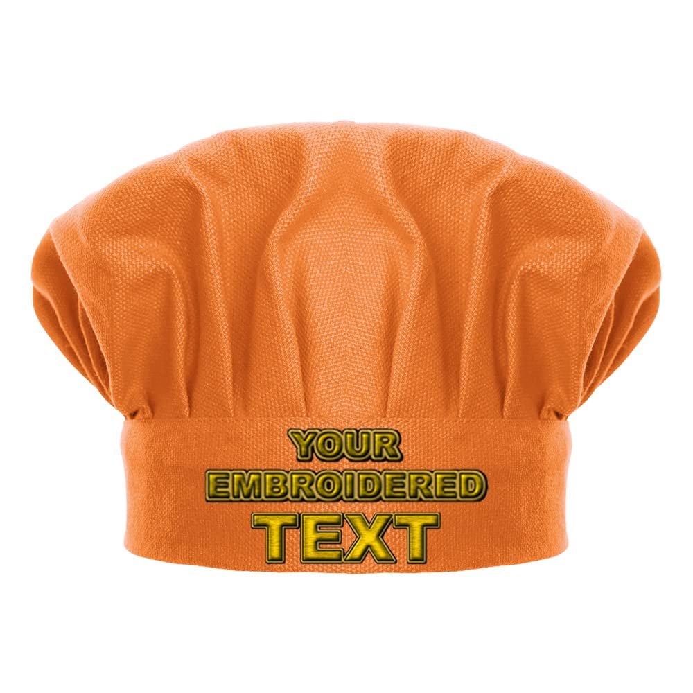 TopTie Custom Embroidered Chef Hat for Kid & Adult, Cotton Adjustable Kitchen Cooking & Baking Cap-Orange-M