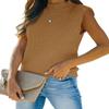 Amarmia Women's Mock Neck Knit Sweater Vest Sleeveless Casual Trendy Summer Ribbed Pullover Tank Tops Light Brown view 1