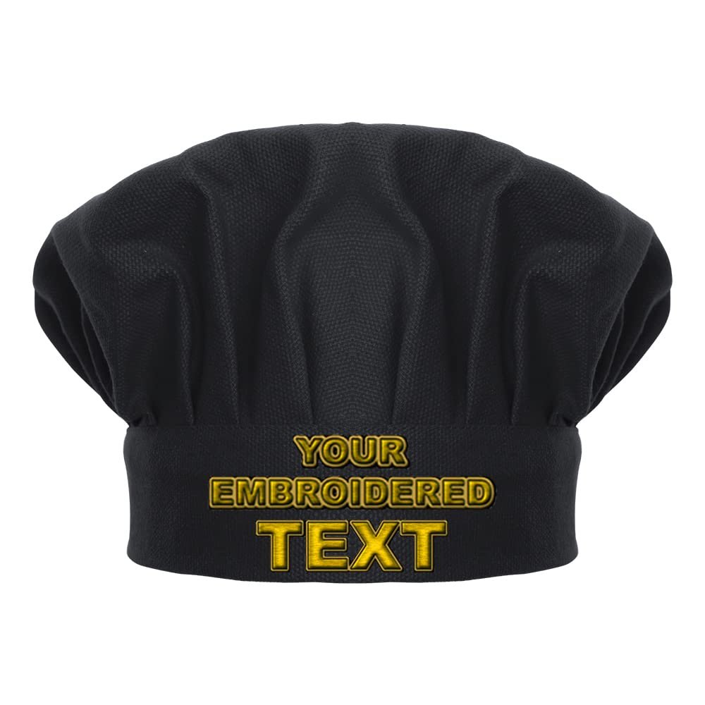 TOPTIE Custom Embroidered Chef Hat for Kids, Teens & Adults Black