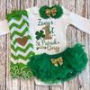 Personalized Baby Girl First St. Patrick's Day Outfit My 1st St. Patrick's Day Optional Green Tutu Bloomers Headband and Leg Warmers (Green + Gold) view 3