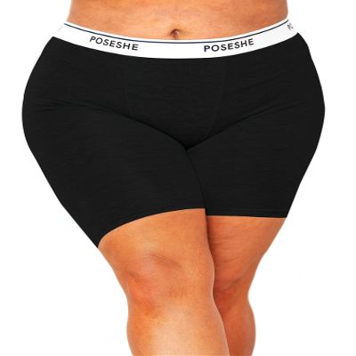 POSESHE Women's Boxer Briefs 8" Inseam, MicroModal Anti-Chafing Boyshorts Underwear,black - 8 Inseam,0X(10-12)