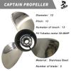 Boatman Boat Propeller 11.1x14 Fit Tohatsu Outboard Engines 35HP-50HP 3 Blades Stainless Steel 13 Spline Tooth RH view 3