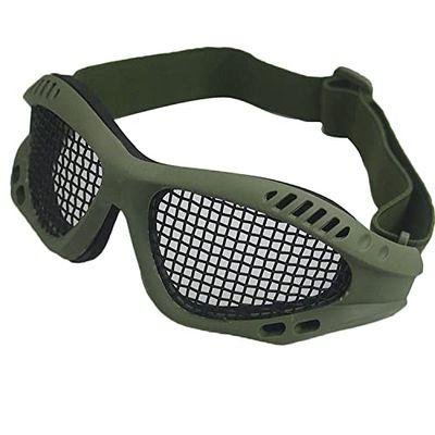 Tounlinx Safety Mesh Goggles Anti Fog for Outdoor Games Sports Paintball Riding Cycling (Green)