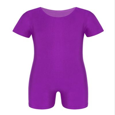 Loloda Unisex Kids Short Sleeves Tank Bodysuit Biketard Unitard for Ballet/Dance/Gymnastics/Tumbling Purple 12 Years
