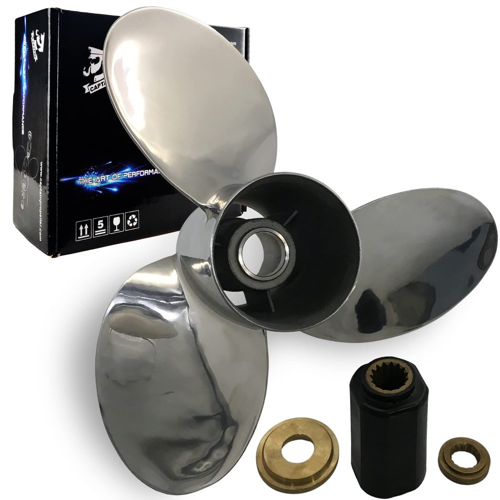 Boatman Boat Propeller 13.75x19 Fit Tohatsu Outboard Engines 115HP-250HP 3 Blades Stainless Steel 15 Spline Tooth RH