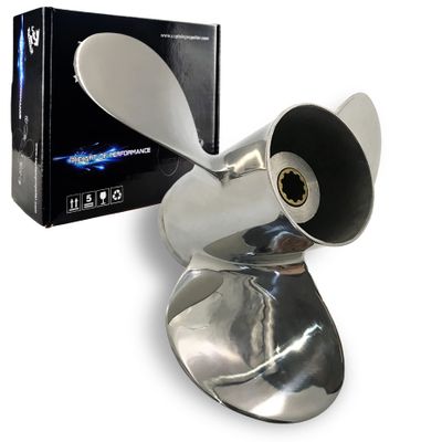 Boatman Boat Propeller 9.9x12 Fit Tohatsu Outboard Engines 25HP-30HP 3 Blades Stainless Steel 10 Spline Tooth RH