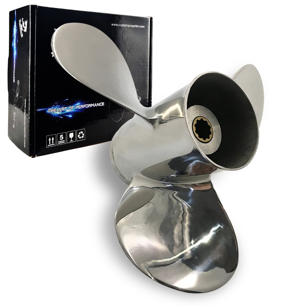 Boatman Boat Propeller 9.9x12 Fit Tohatsu Outboard Engines 25HP-30HP 3 Blades Stainless Steel 10 Spline Tooth RH