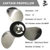 Boatman Boat Propeller 9.9x12 Fit Tohatsu Outboard Engines 25HP-30HP 3 Blades Stainless Steel 10 Spline Tooth RH view 4