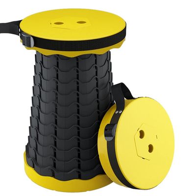 Hvsport Stools Outdoor Adjustable Folding Stool, Camping Retractable Stool, Travel Plastic Stool, Easy to Carry, Suitable for Camping, Fishing, Travel (Color : Yellow, Size : 25 * 45cm)