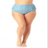 Anne Cole Plus Size Side Shirred High-Waist Bottoms Blue Plaid Print 20W view 3