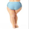 Anne Cole Plus Size Side Shirred High-Waist Bottoms Blue Plaid Print 20W view 4