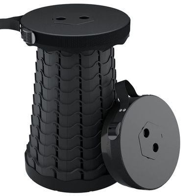 Hvsport Stools Outdoor Adjustable Folding Stool, Camping Retractable Stool, Travel Plastic Stool, Easy to Carry, Suitable for Camping, Fishing, Travel (Color : Black, Size : 25 * 45cm)