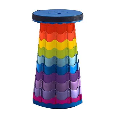 Hvsport Stools Portable Retractable Folding Stool, Multifunctional Adjustable Stool, Adult, Suitable for Outdoor Camping, Fishing, Hiking (Rainbow) (Color : B)
