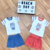 Baby Boy 2-Piece Clothing Set 100% Cotton Happy Hippo Tee and Shorts Set for Baby Boy and Toddler Outfits and Gifts (Blue, 3-6 Months) view 4
