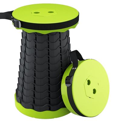 Hvsport Stools Outdoor Adjustable Folding Stool, Camping Retractable Stool, Travel Plastic Stool, Easy to Carry, Suitable for Camping, Fishing, Travel (Color : Green, Size : 25 * 45cm)