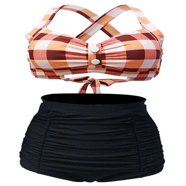 Women's Floral Halter High Waist Bikini Swimsuit Floral Printing Bathing Suits 2 Pieces