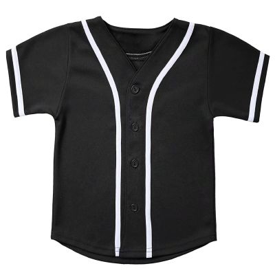 babyhealthy Kids Baseball Jersey Button Down Hip Hop Personalized Sport T Shirts Tops for Boys Black