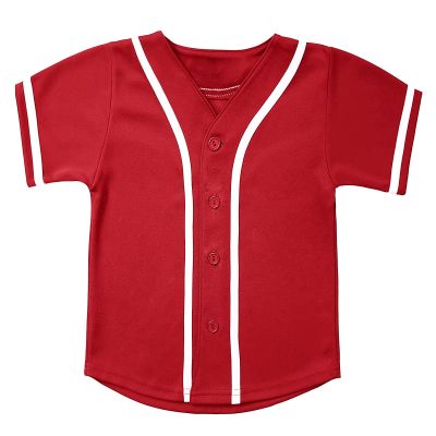 babyhealthy Kids Baseball Jersey Button Down Hip Hop Personalized Sport T Shirts Tops for Boys Girls Red