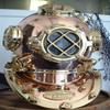 Vintage Solid Copper Brass London Scuba Divers Diving Helmet Royal Navy Marine view 1