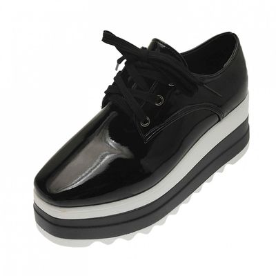 Bcshiye Women's Casual Summer Dressy Platform Sandals Fashion Square Toe Lace-up Working Walking Wedge Oxford Shoes