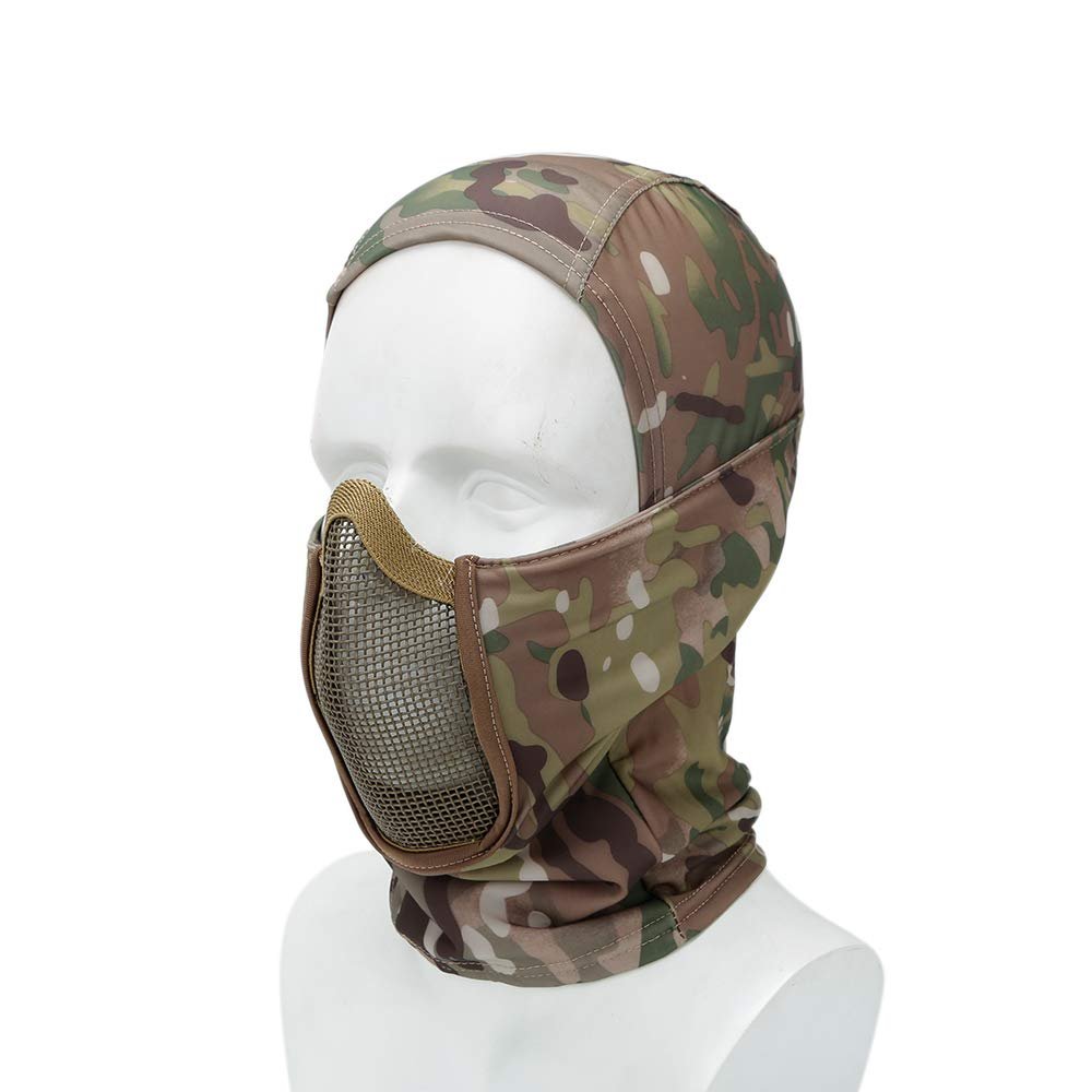 Tactical Balaclava Mesh Mask Ninja Style Headgear with Full Face Protection Helmet Liner Cap for Hunting Airsoft Sports