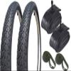 (Set of 2) - Bike Tire, 26" x 2.125 Cruiser Tire (Black Wall), Tube & Rim Strip Bundle view 1