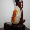 2" China Certified Nature Yellow Dragon Jade Blessing Bat and Flower Necklace Pendants 2378 view 3