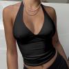 JOFOW Women's Tops Cami Tank Baggy Fitness Workout Sleeveless Loose Tops Hawaiian Tops (Black, S) view 2
