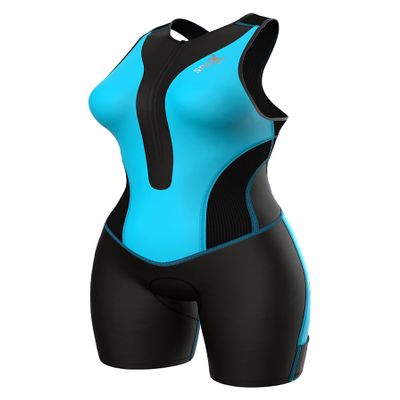 Sparx Women Triathlon Suit Tri Short Racing Cycling Swim Run (2XL, Black/Aqua)