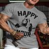 Squat Bench Deadlift Workout Shirt for Men Funny Gym Lifting Motivational Saying (02. Happy Hour Deadlift Grey) view 2