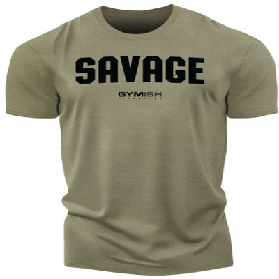 Savage Workout Mens Shirt, Funny Deadlift Gym Motivational Sayings, Green, SM