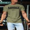 Savage Workout Mens Shirt, Funny Deadlift Gym Motivational Sayings, Green, SM view 3