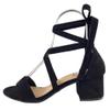 TruFox Wrap Around Lace Up Open Toe Low Block Chunky Heels Sandals, Black, 6.5 view 3