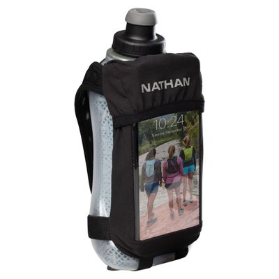 Nathan Running Handheld Quick Squeeze Water Bottle. No-Grip Adjustable Hand Strap. 12oz / 18oz / Insulated. Reflective Hydration Water Bottle.