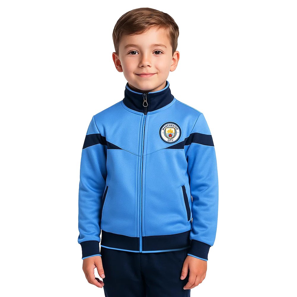 Icon Sports Officially Licensed Manchester City FC Track Jacket - Unisex Kids - MC39TJ Light Blue YL