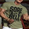 Squat Bench Deadlift Workout Shirt for Men Funny Gym Lifting Motivational Saying (05. Sore As Hell Green) view 2