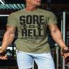 Squat Bench Deadlift Workout Shirt for Men Funny Gym Lifting Motivational Saying (05. Sore As Hell Green) view 3