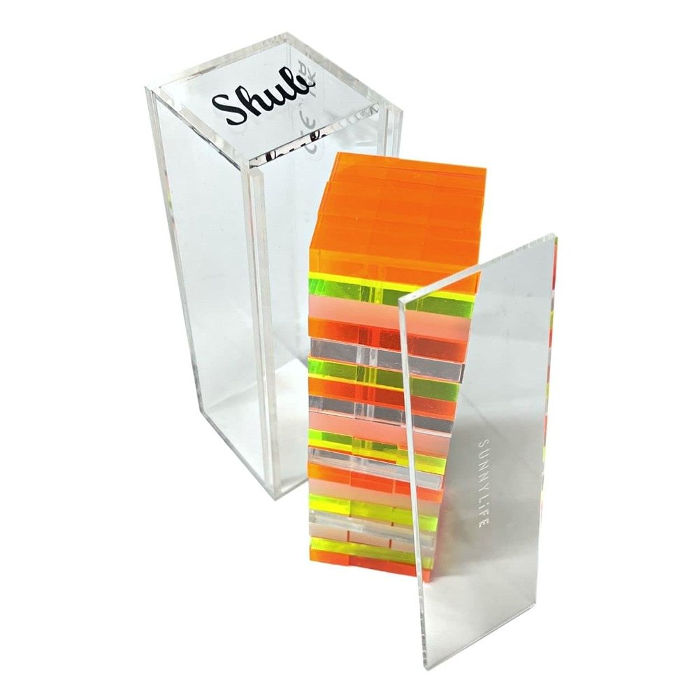 TIMELYBUYS SunnyLIFE Personalized Mini Lucite Jumbling Tower Limited Edition Neon