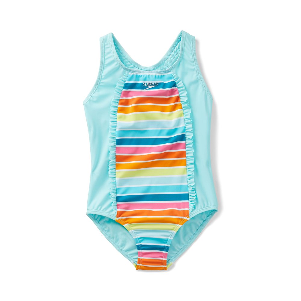 Speedo Girl's Swimsuit One Piece Thick Strap Racer Back Printed
