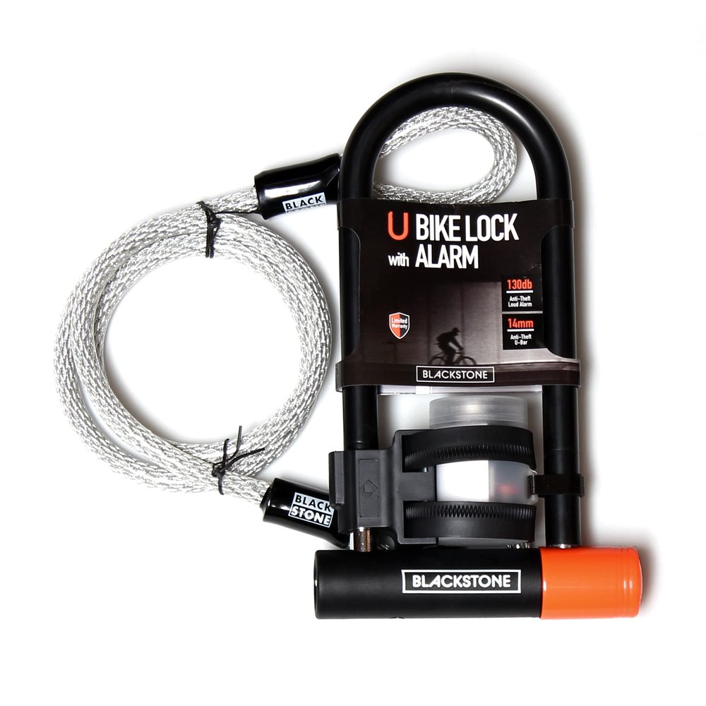 Blackstone Anti-Theft 130 db Alarm U-Lock Heavy Duty w/Security Cable (Alarm U-Lock w/Cable)