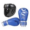 Wesing Kids 6oz Boxing Gloves and Head Gear Set Kickboxing Muay Thai Kids Sparring Punching Gloves (M, Blue) view 1